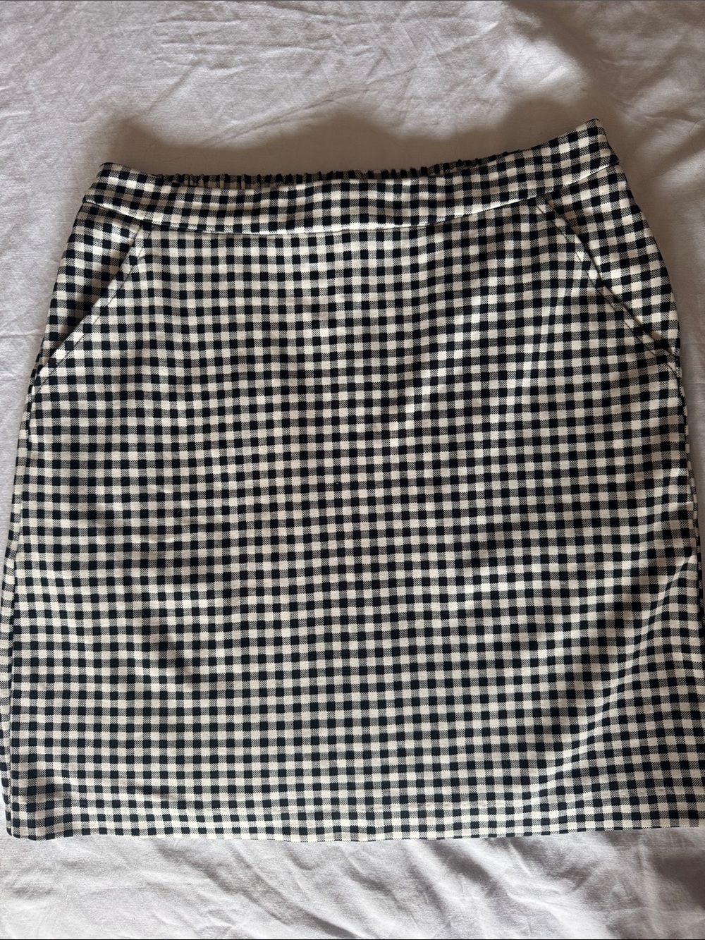 Skies Are Blue Black and White Gingham Pencil Skirt
